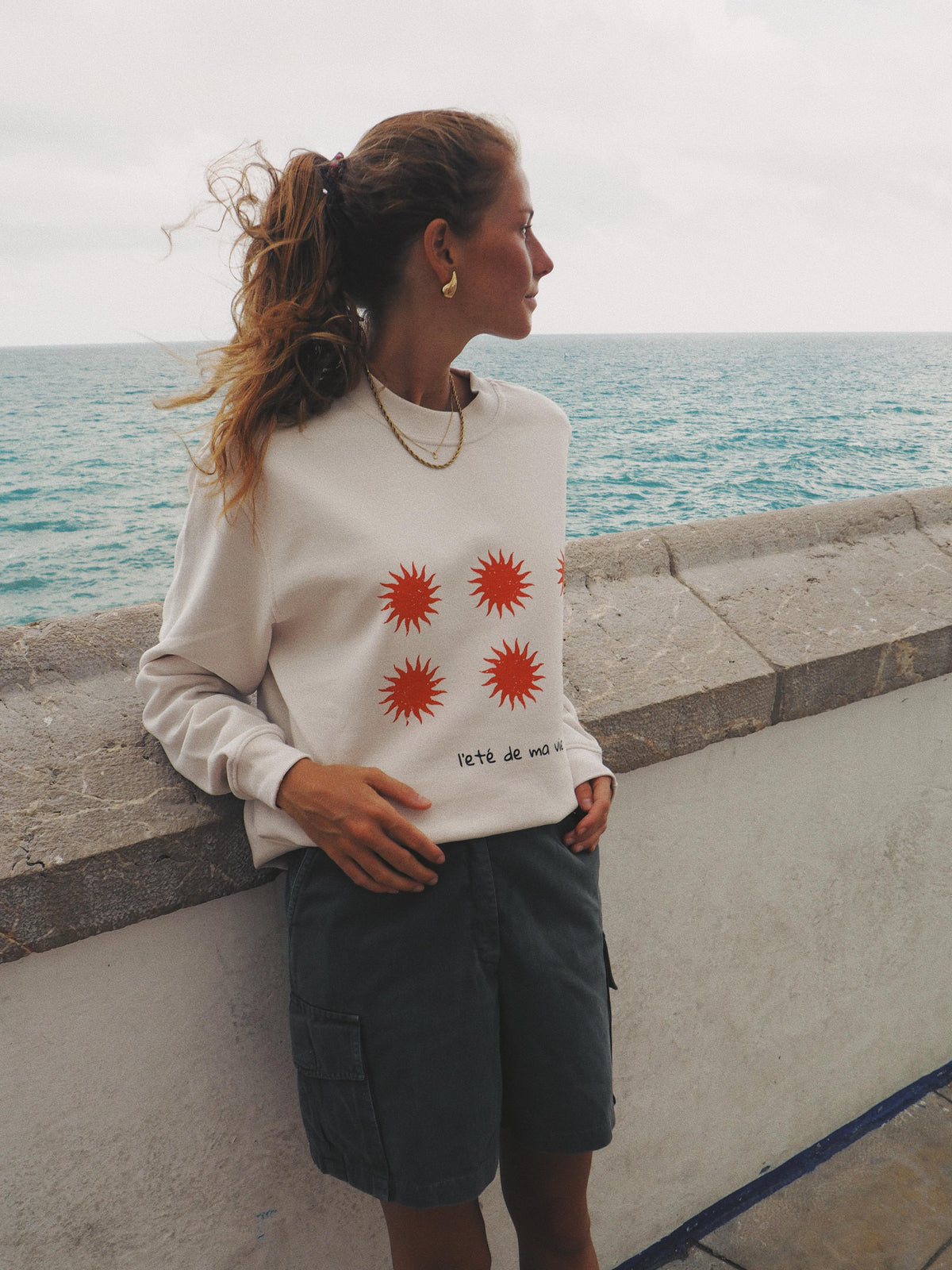 Sudadera "l'eté de ma vie" beige