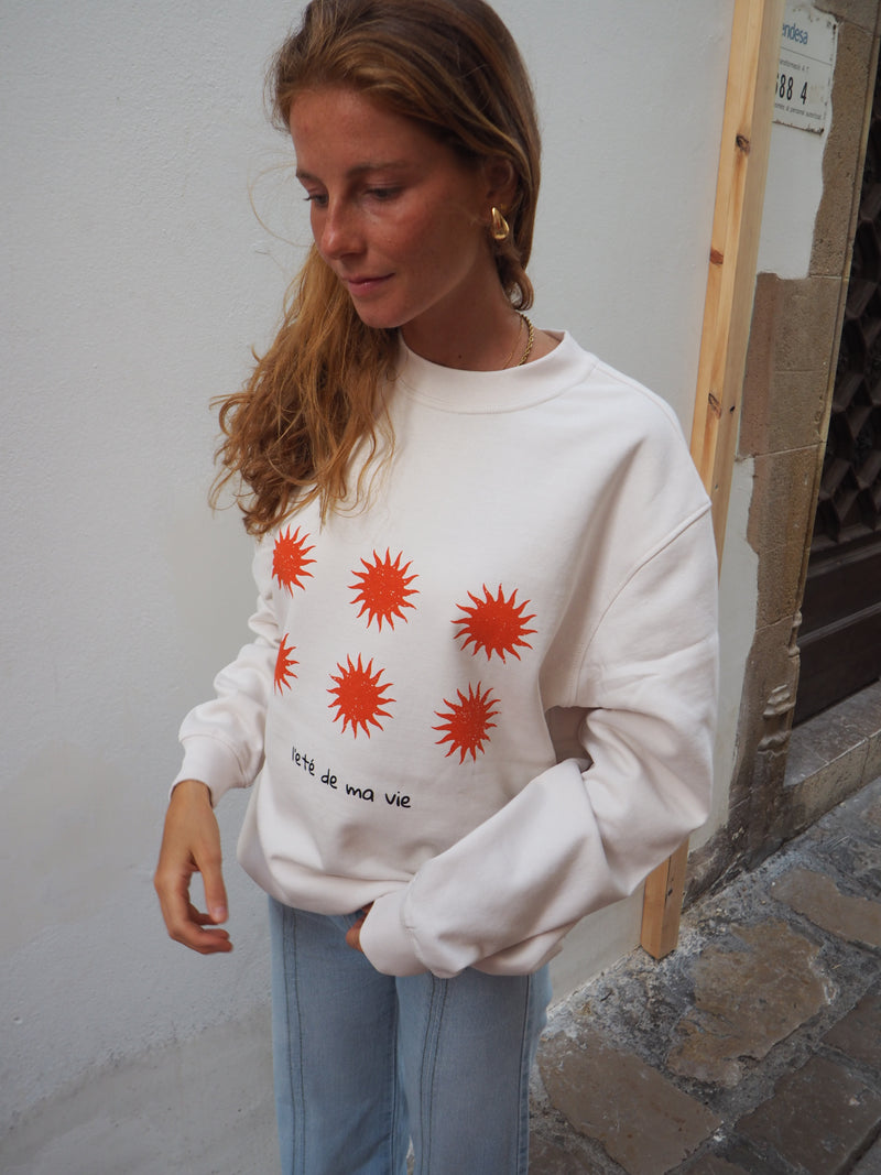 Sudadera "l'eté de ma vie" beige